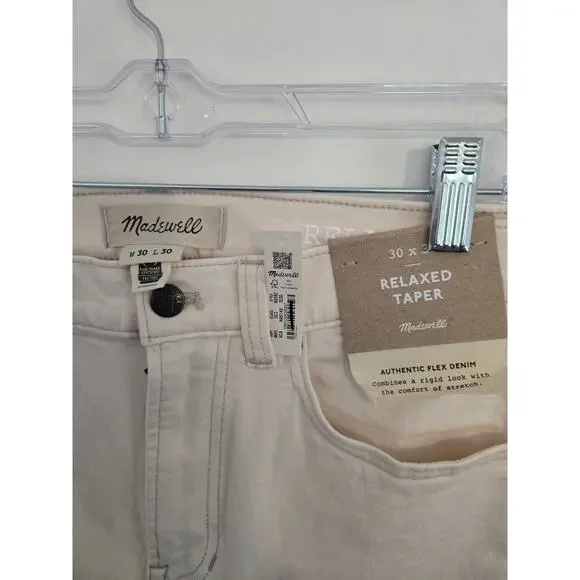 NWT Madewell Relaxed taper jeans size 30x30 style ND582 in vintage canvas - Picture 3 of 3